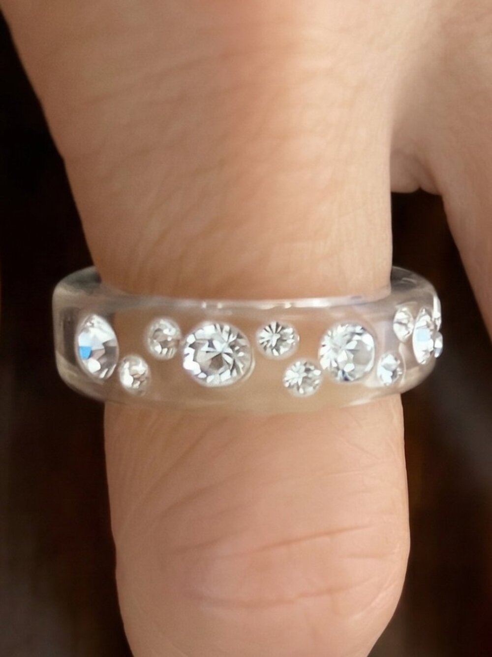 Italian Crystal Swarovski Embedded Clear Ring - Picture 2 of 4